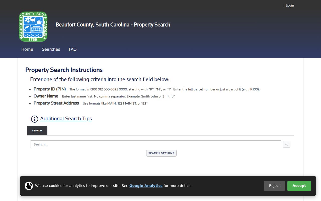 Bluffton residents directory property search instructions